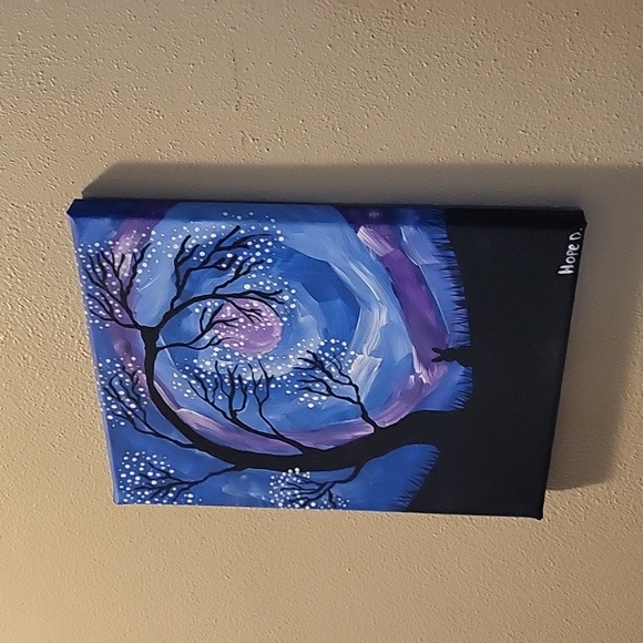 Handmade Painting of Tree in Night Sky Wall Art - Picture 2 of 4